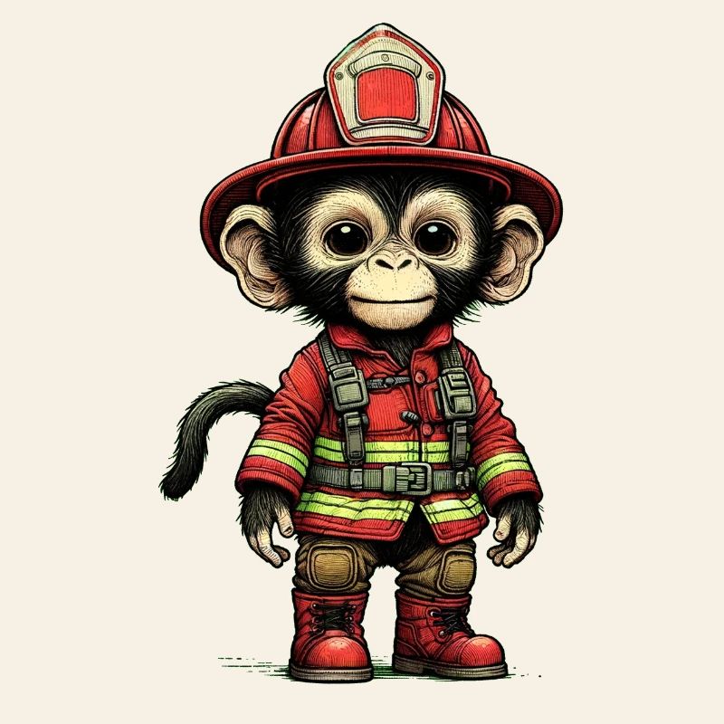 Little firefighter monkey with outfit