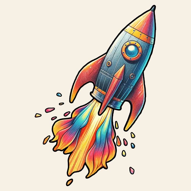 Fusée couleur avec couleurs de feu