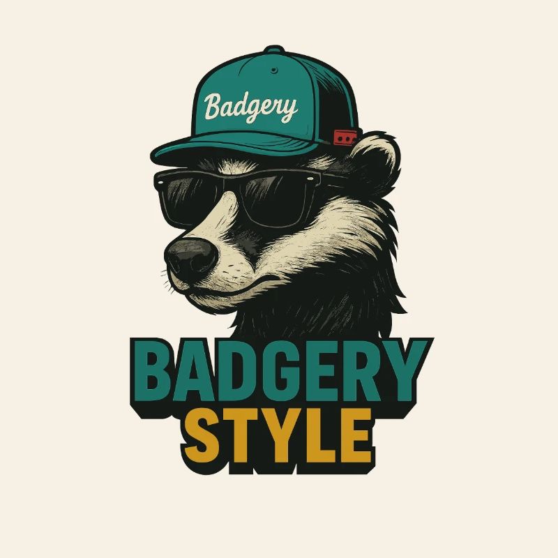 Badgery Style: Bear with Cap and Sunglasses