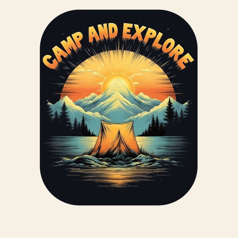 Camping rétro - Camp et explorateur