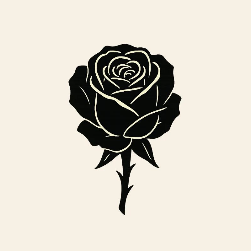 Black Rose Outline Design