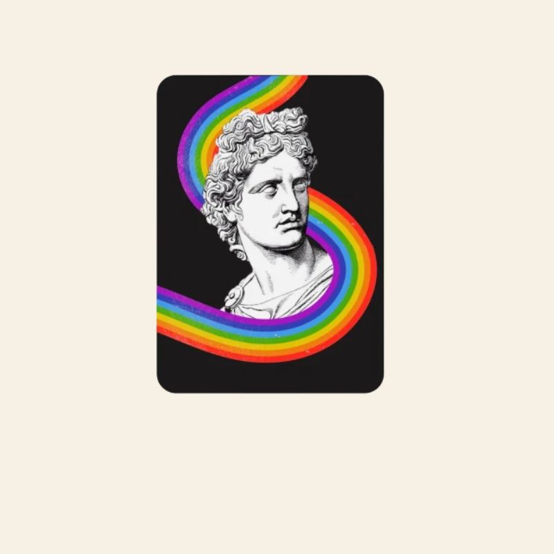 Classic Statue with Vibrant Rainbow