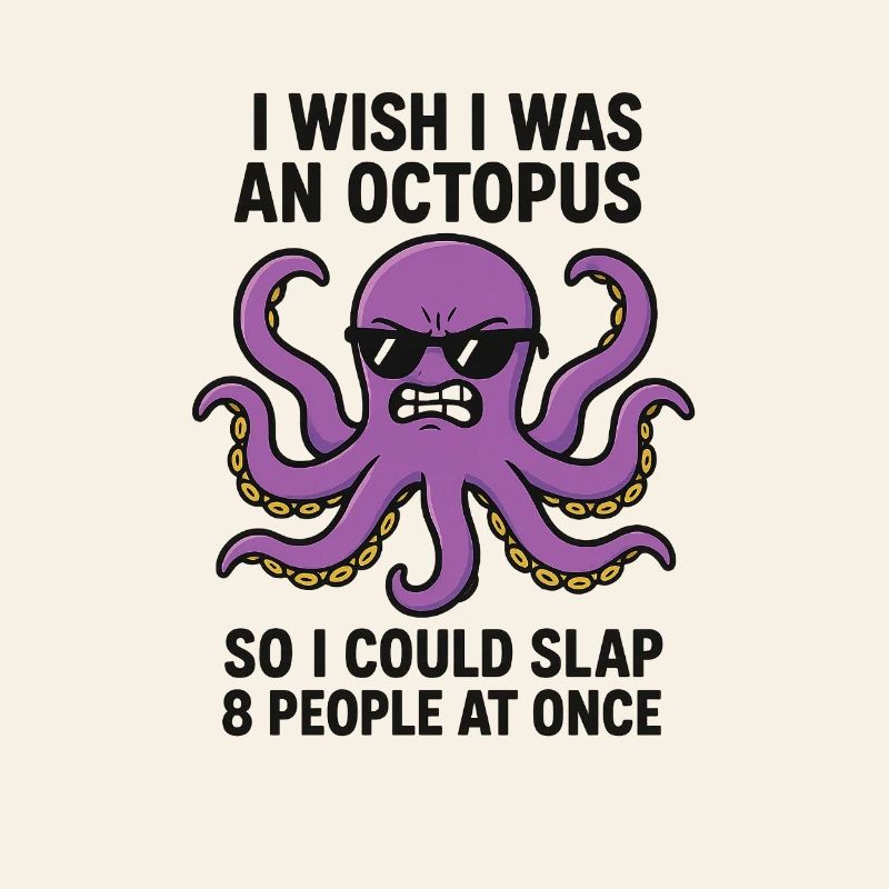 Humorous Octopus Text Print