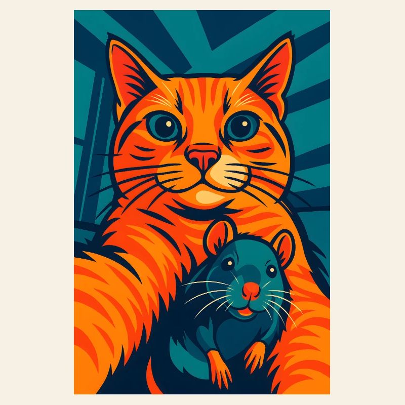 Funny Orange Cat Cat and Mouse 