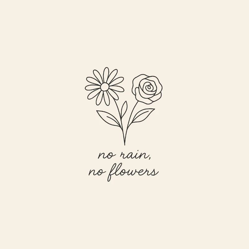 Pas de pluie, pas de fleurs - Dessin à la main, minimalisme