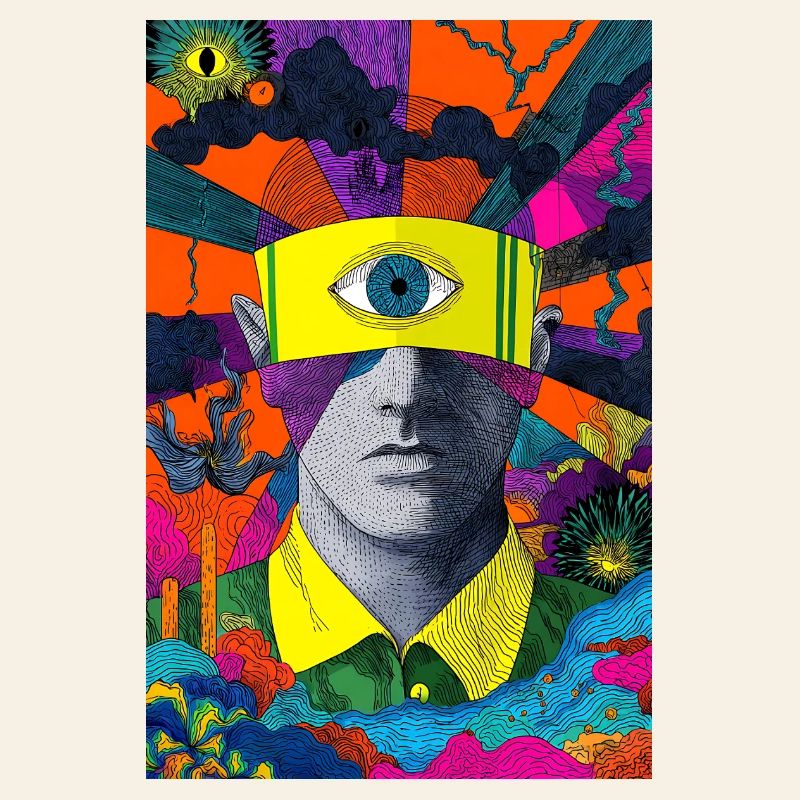 Visionäres Gesicht mit hypnotischem Blick