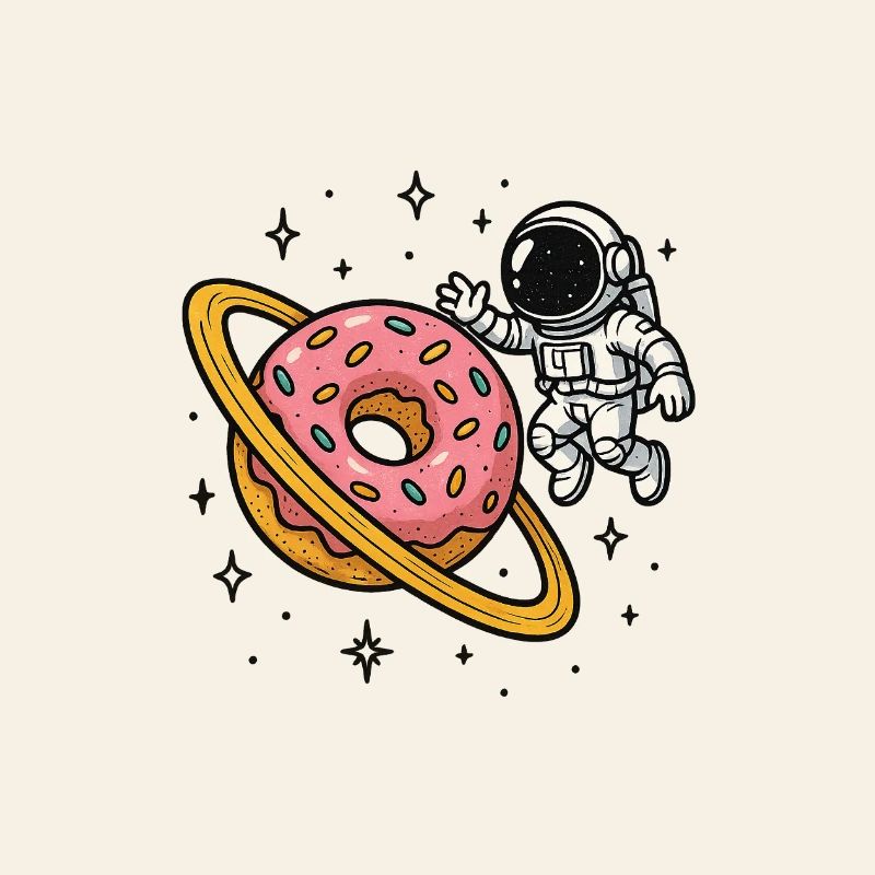 Space Astronaut with Donut Planet