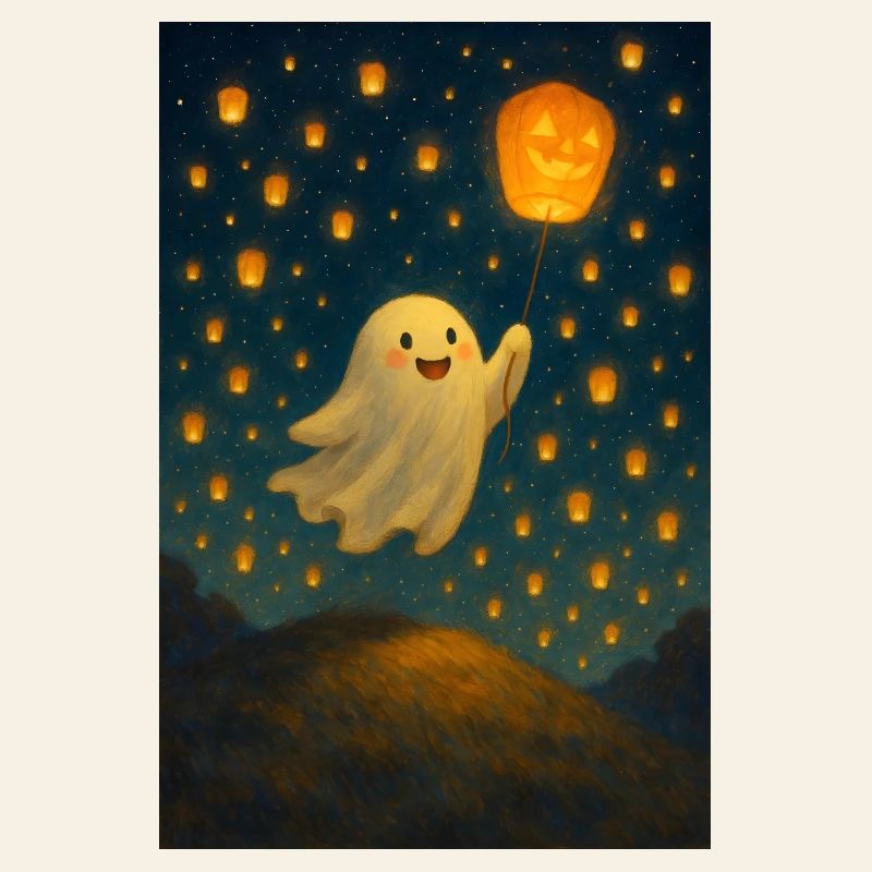 Ghost with jack-o'-lantern