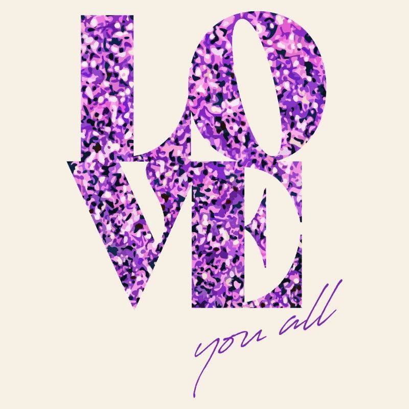 Violet Glitter Love Affirmation Design