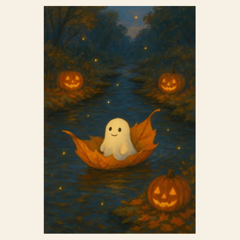 Fantôme mignon dans le feuillage d’automne