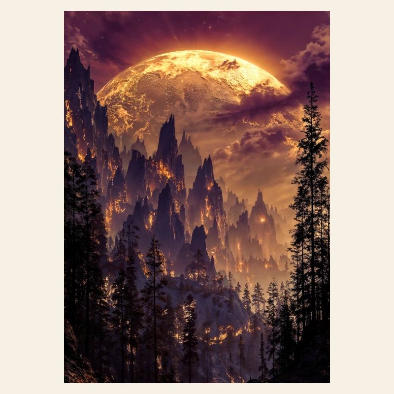 Fiery Summit at Dusk