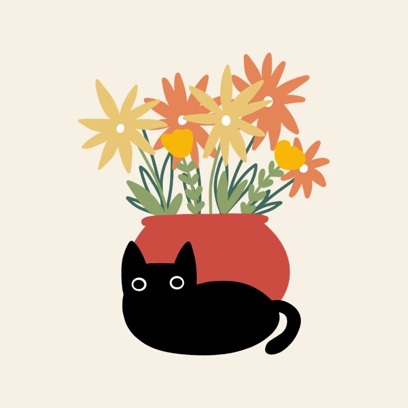 Chat avec vase