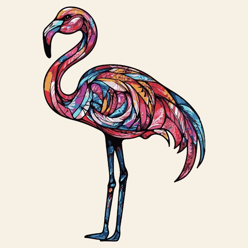 Flamant rose coloré