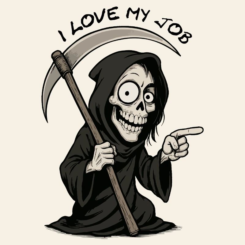 Grim Black Grim Reaper Smiling