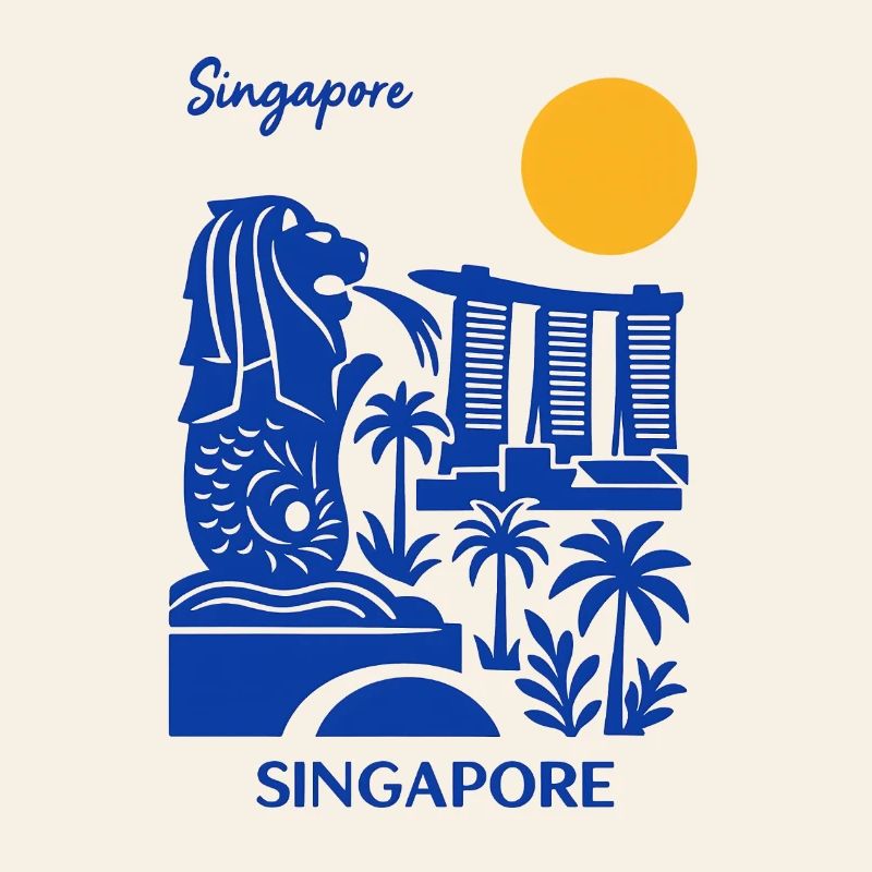 Blue Merlion Skyline Singapour
