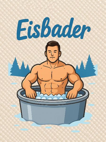 Eisbader Muskelmann im Eisbad