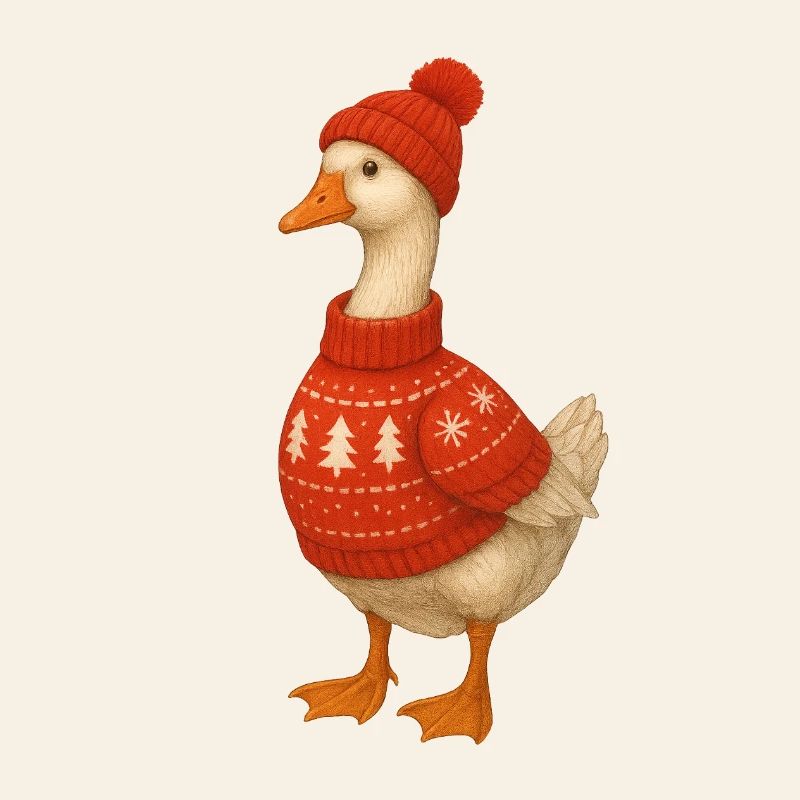 Gans im Strickpullover