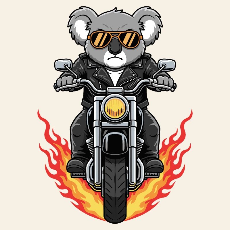 Cool Biker Koala Motorcycle Flames