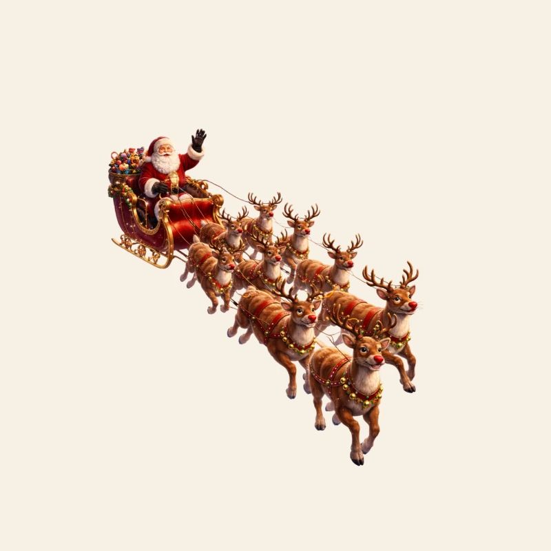 Santa mit Schlitten