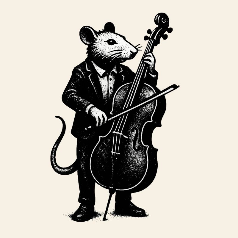 Rat en costume joue du violoncelle