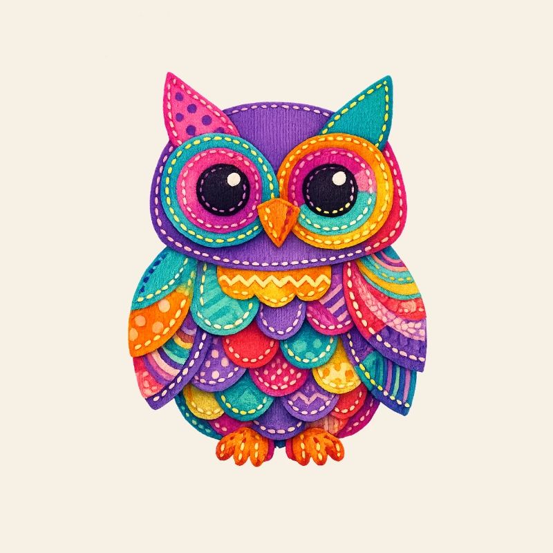 Magie du Hibou en Patchwork