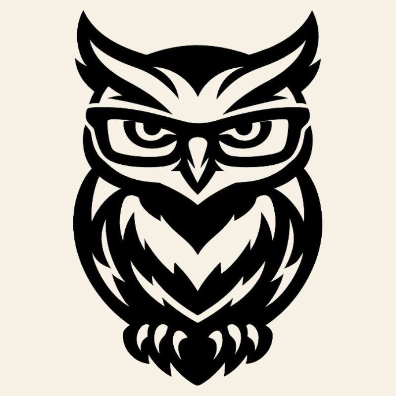 Owl in glasses – linear graphics