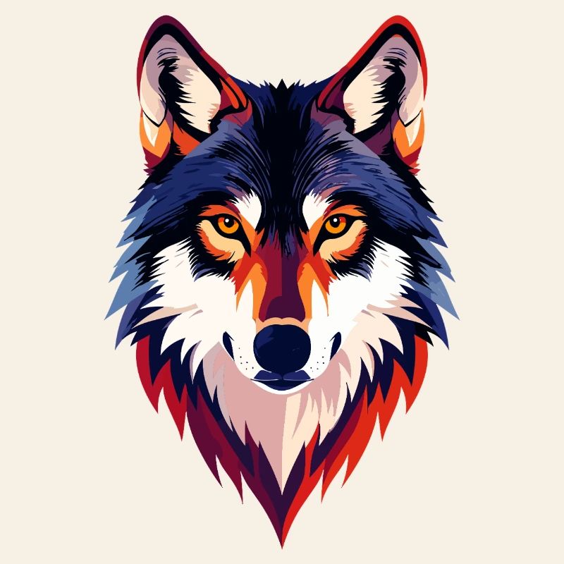Colored Wolf Head Wolf Look Wolf Head Motif
