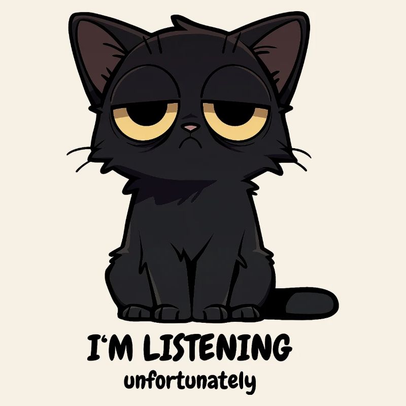 Grumpy Black Cat | Zero Buck Cats Motif