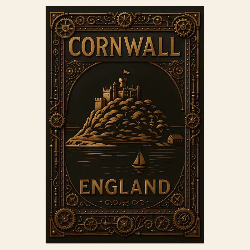 Cornwall Angleterre – Affiche de voyage Steampunk