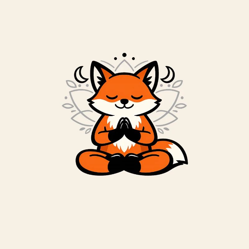 Meditating fox in mandala