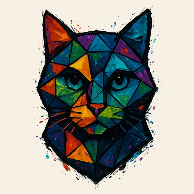 Chat Low Poly - Geometric Mesh Polygonal Art Desig