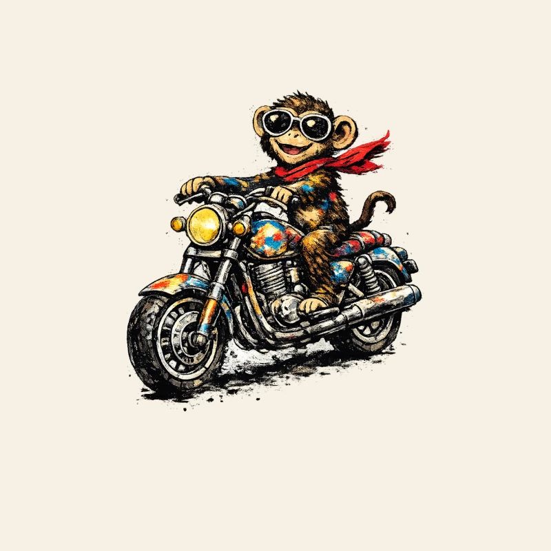 Motorcycle monkey in racer style