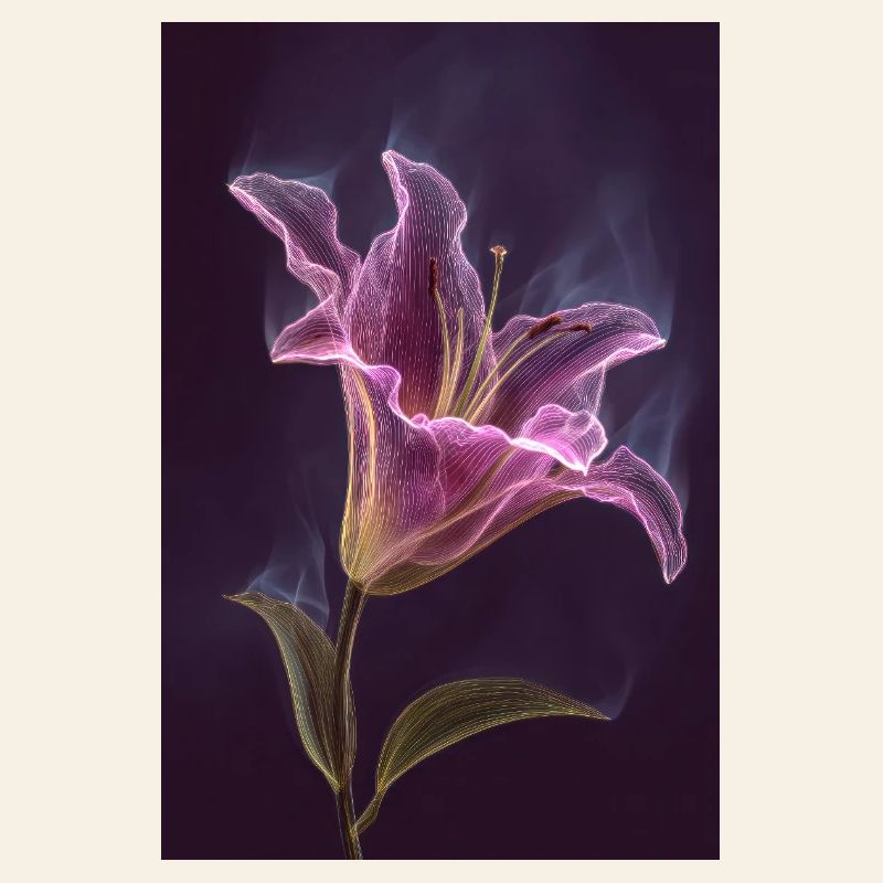 Neon Lily Glow in Violet Night