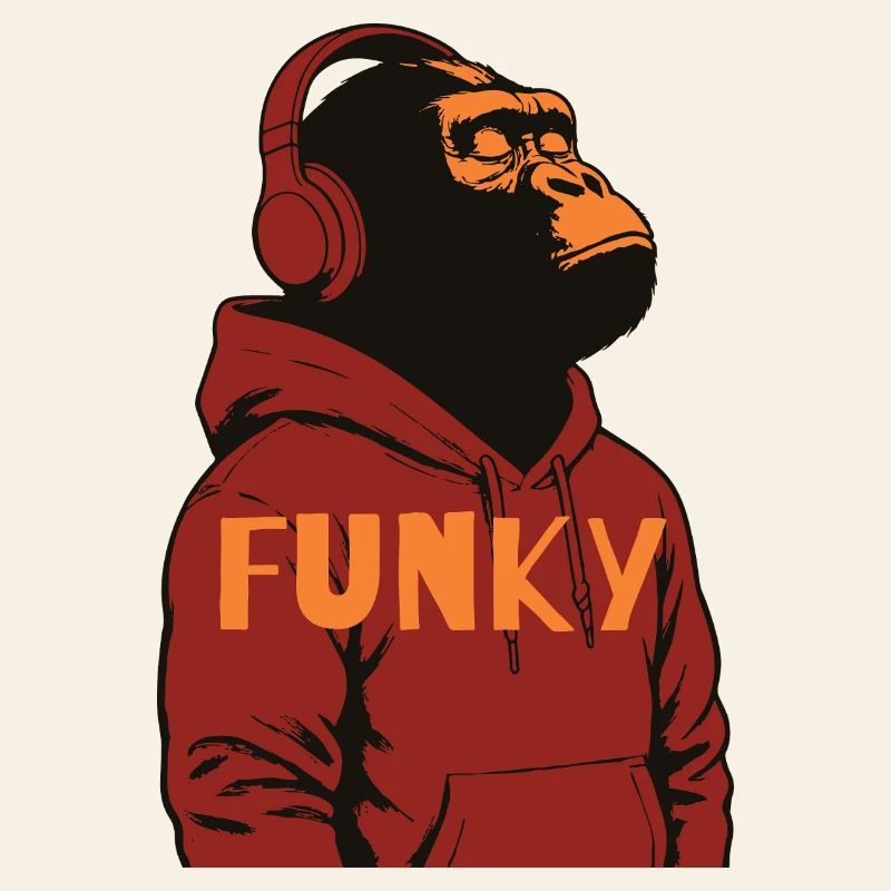 Sweat à capuche funky Gorilla design