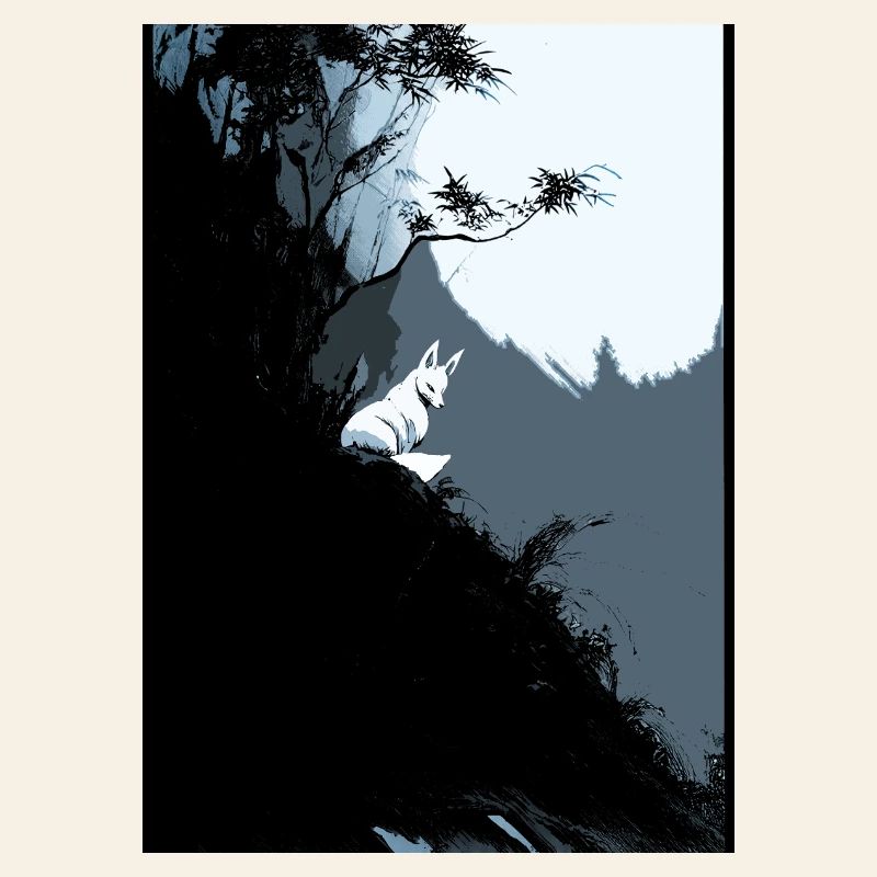 Lunar Fox on Bluish Cliff