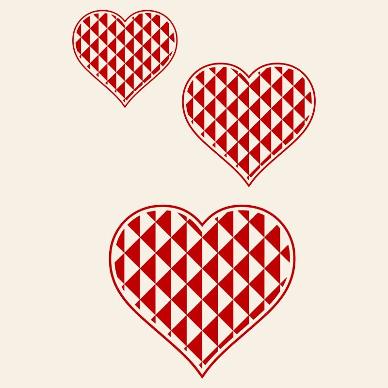 Geometric Hearts Pattern Red