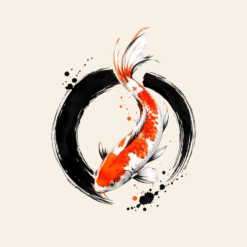 Zen Koi Ink Circle