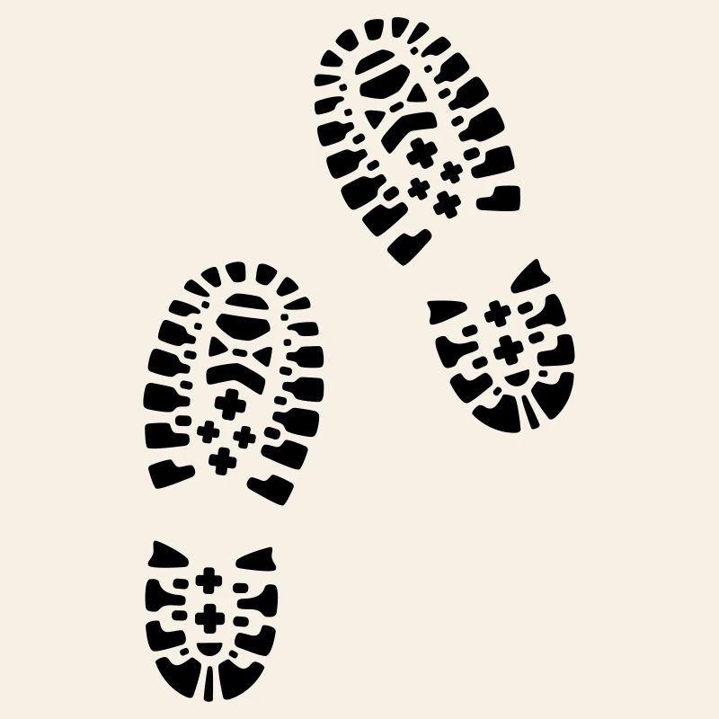 Bottes de randonnée, empreintes de pas