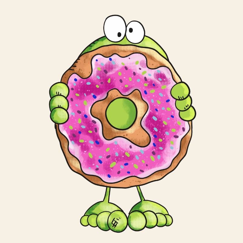 Frosch versteckt sich hinter Donut - Cookie