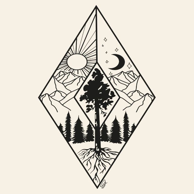 Diamond Day Night Mountains