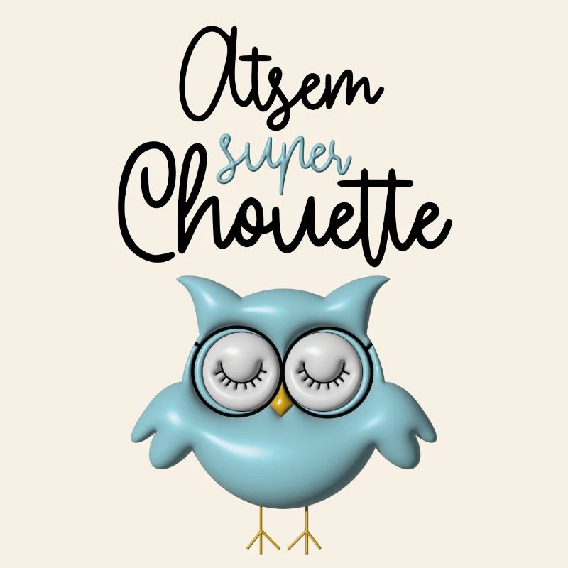 Atsem super chouette bleue 3D