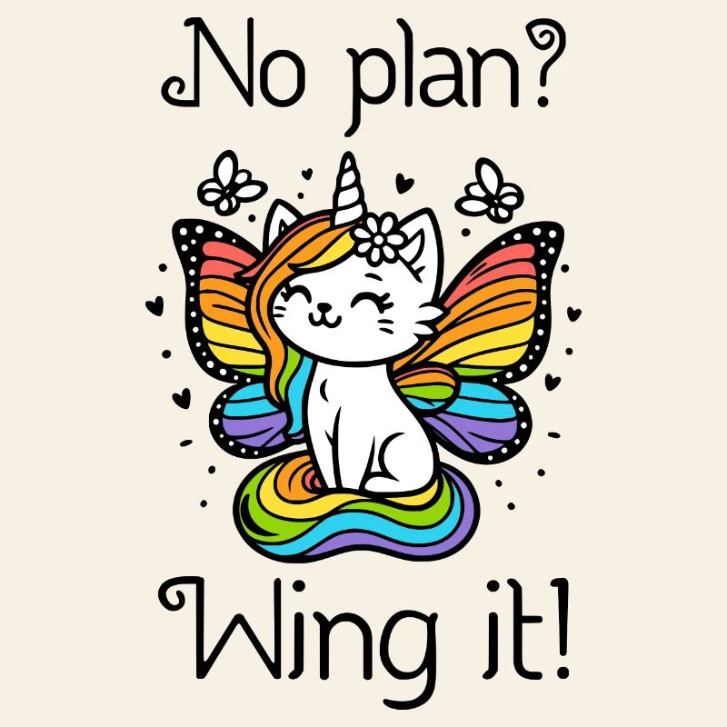 No plan? Wing it! Geflügelte Einhornkatze (bunt)