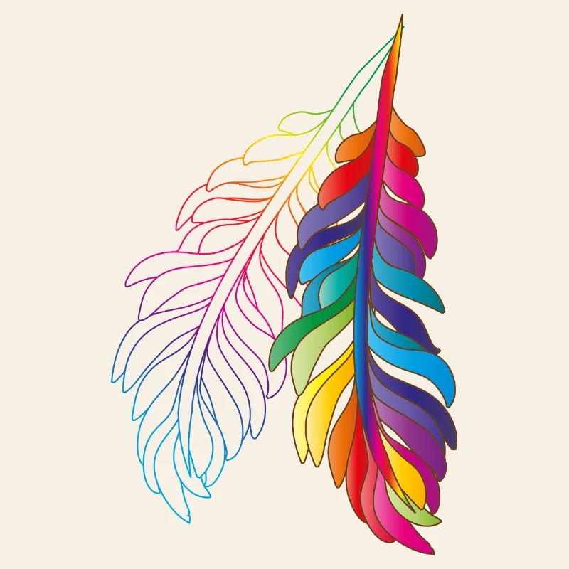 Rainbow feathers – colourful boho design