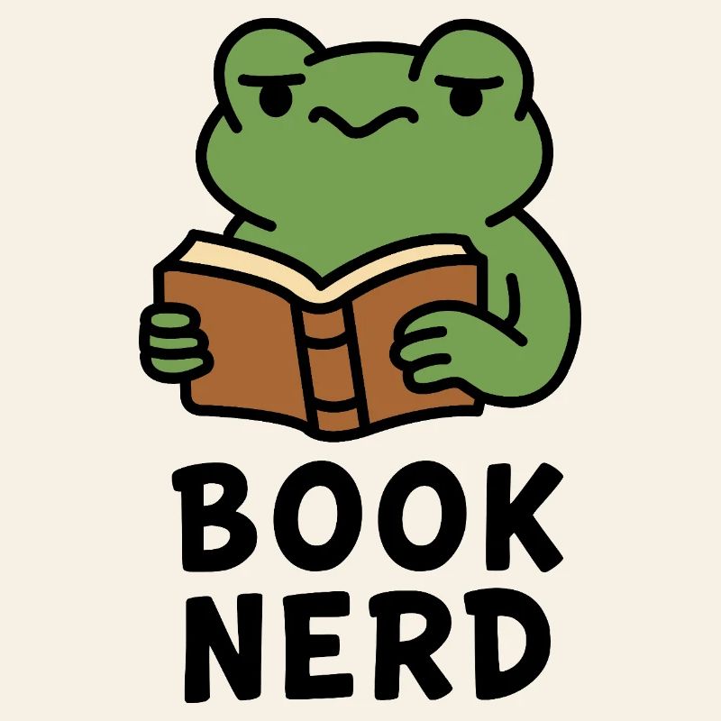 Wise Frog Reading Book Print