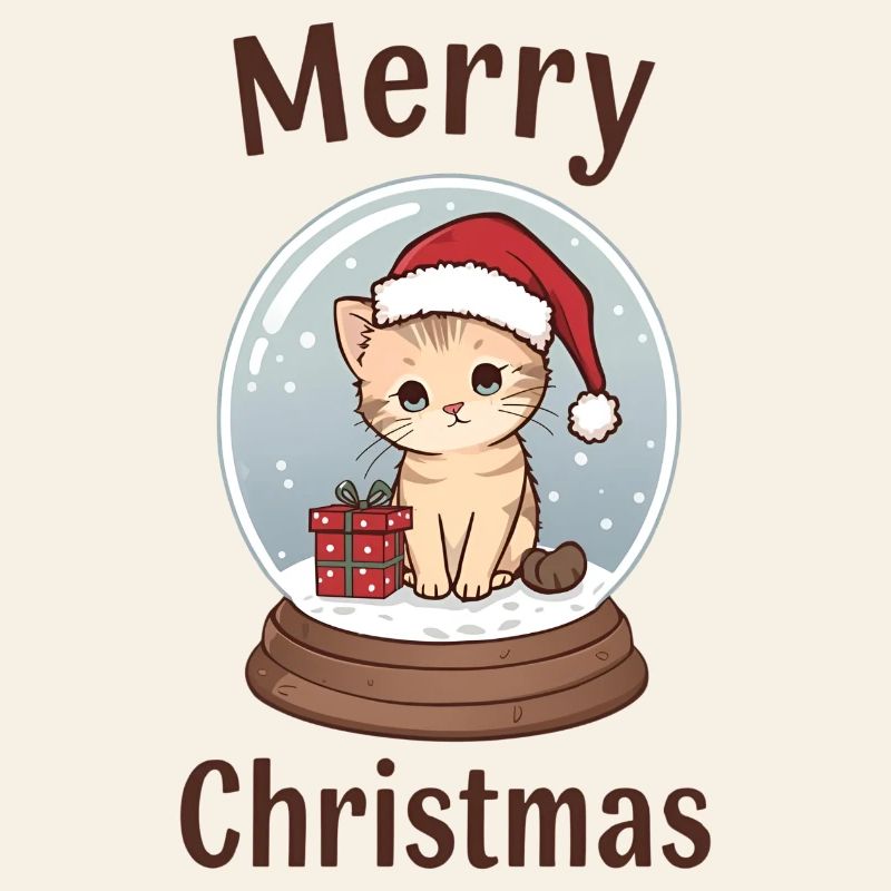Boule à neige chat mignon – Joyeux Noël