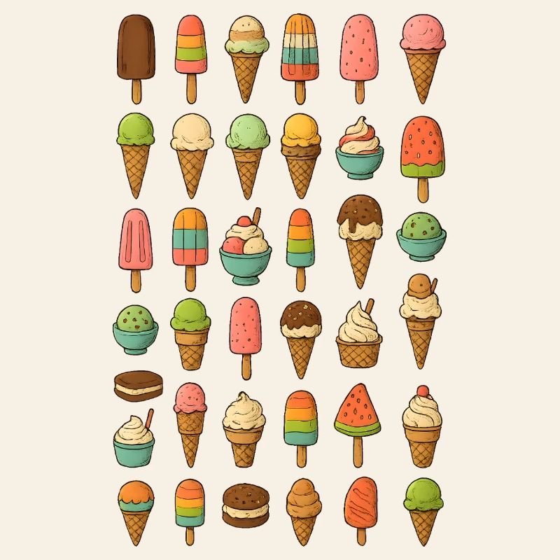 Variété de glaces colorées