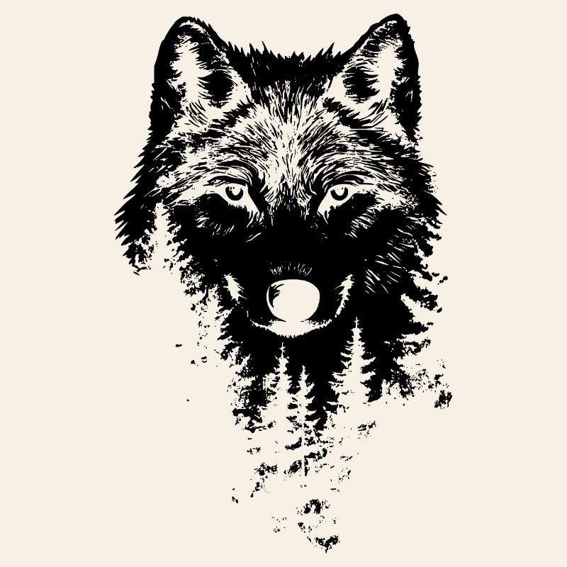 Wolf Face Forest Silhouette