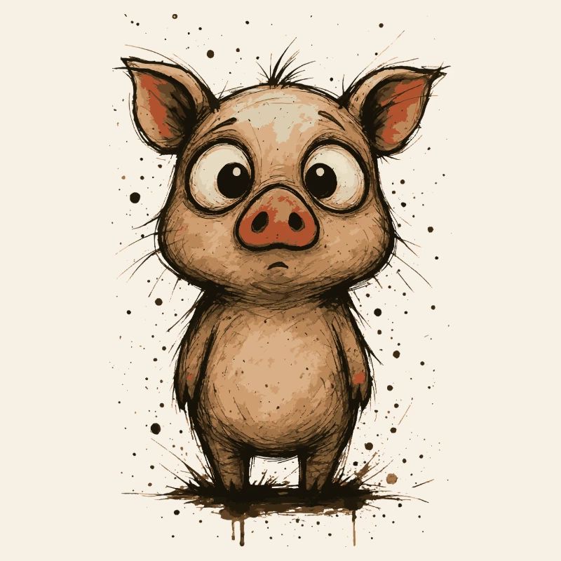 Funny piglet with big eyes – splash