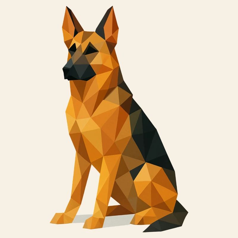 Deutscher Schäferhund in Low Poly