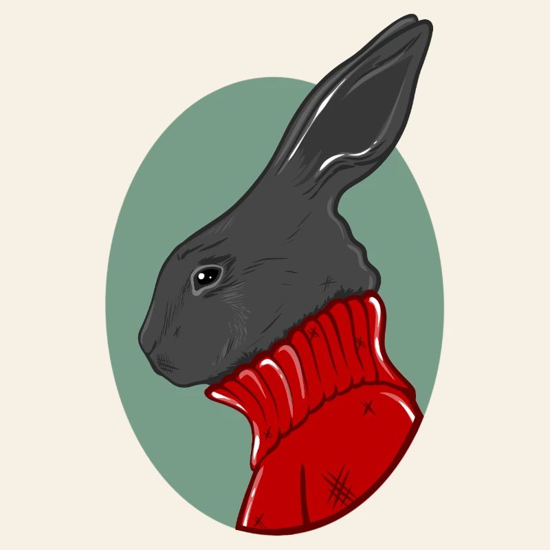 Hase mit rotem Pullover